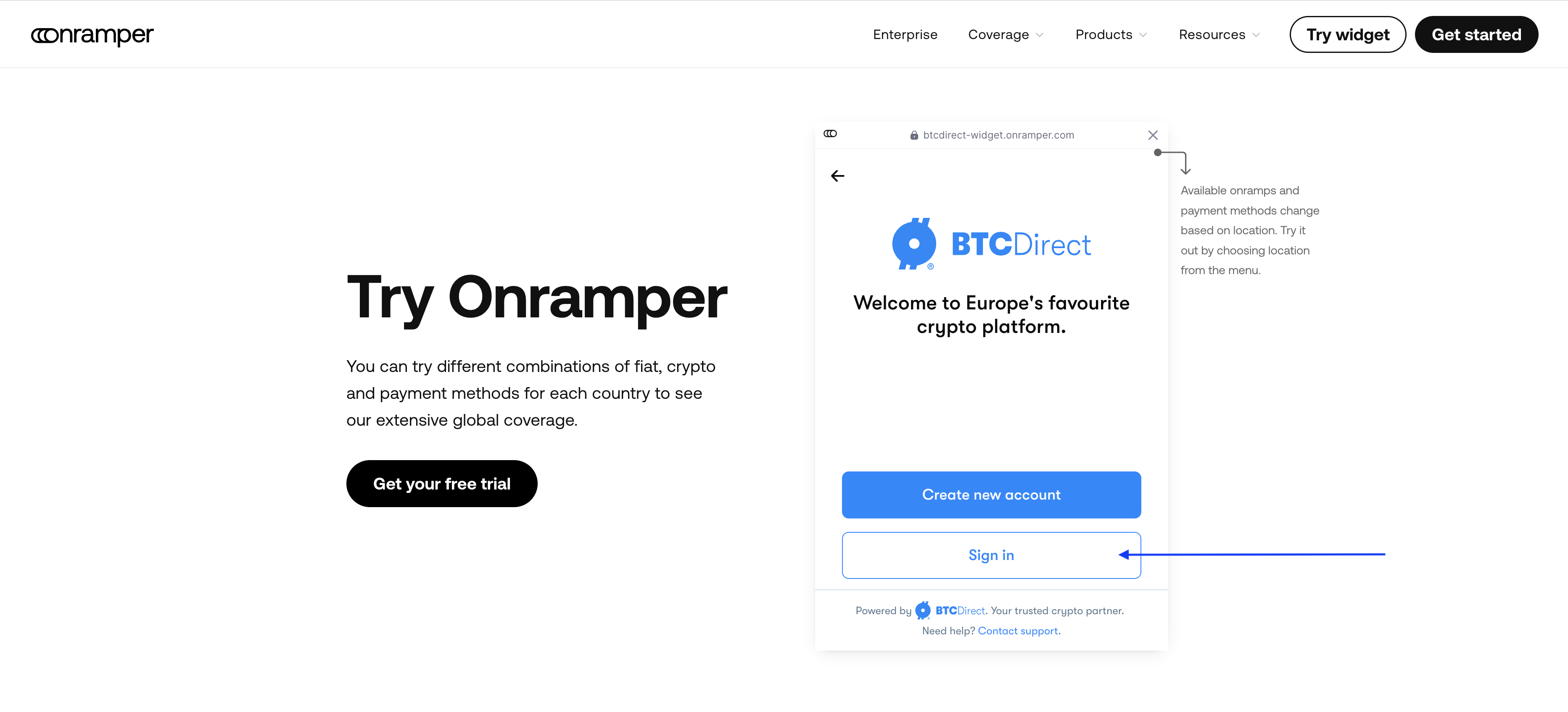 How do I use Onramper? – BTC Direct - English