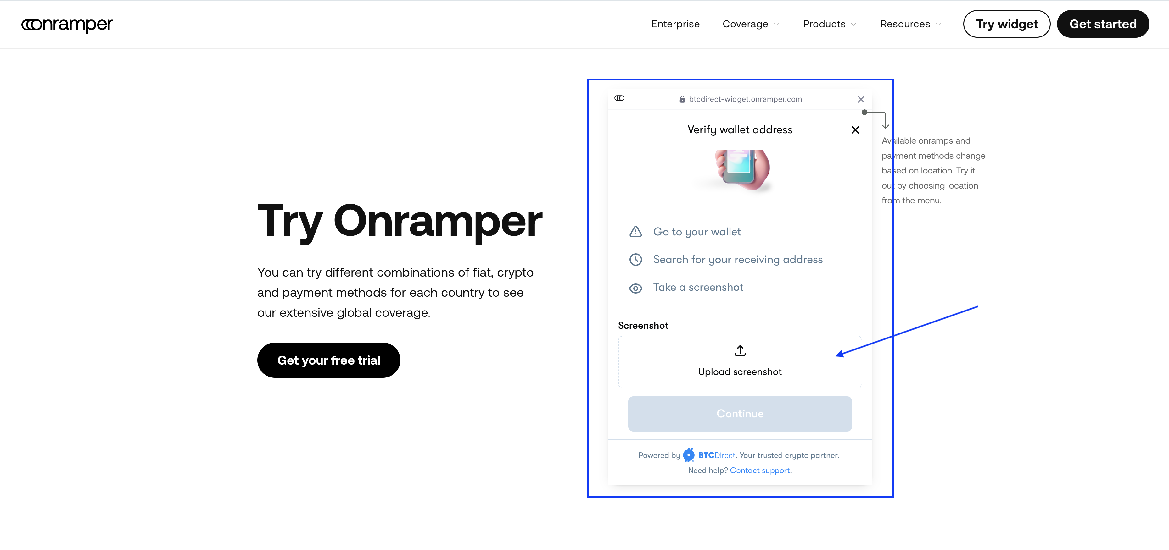 How do I use Onramper? – BTC Direct - English