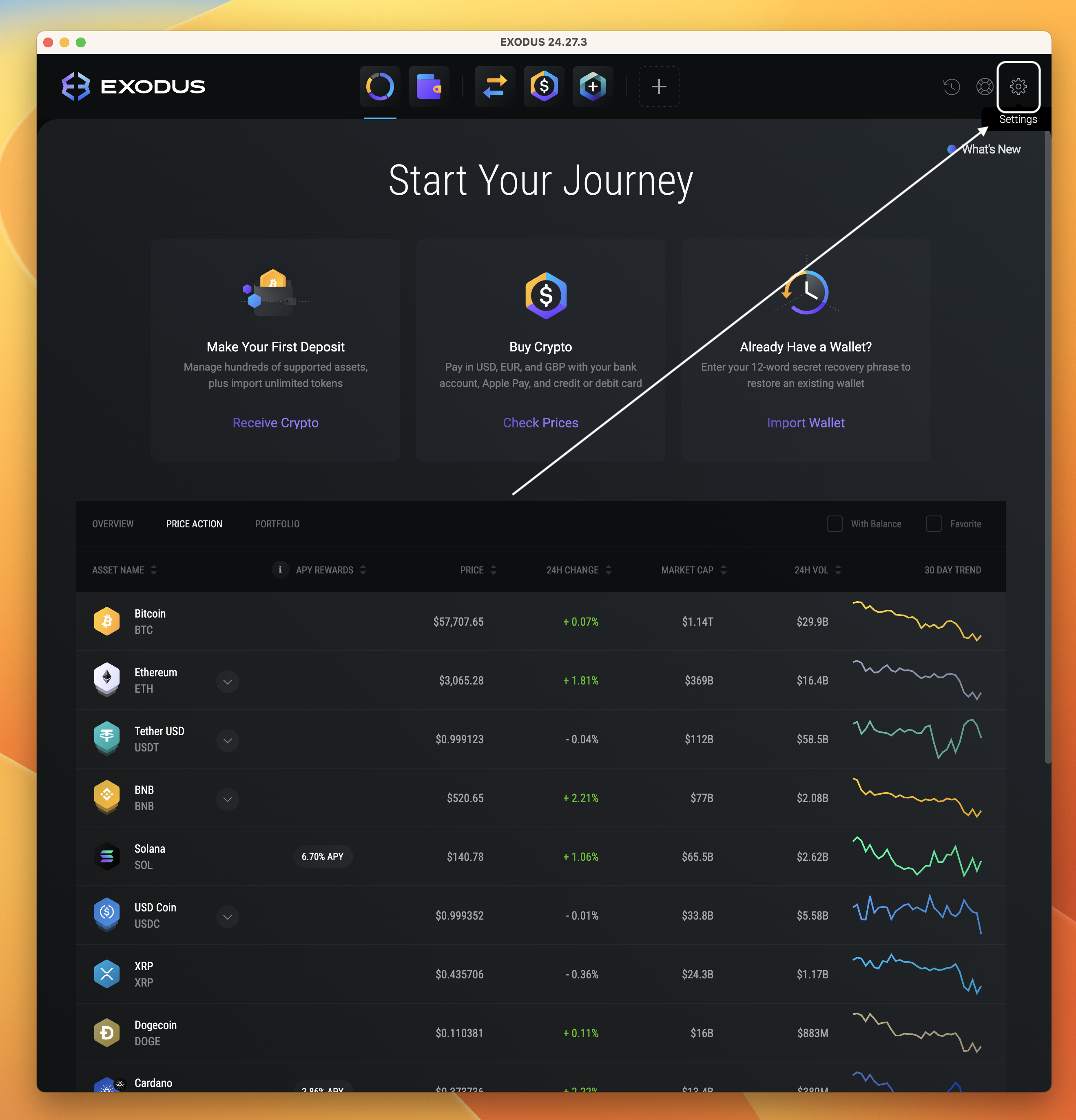 Hoe gebruik ik de Exodus-wallet? (Desktop) – BTC Direct - Nederlands
