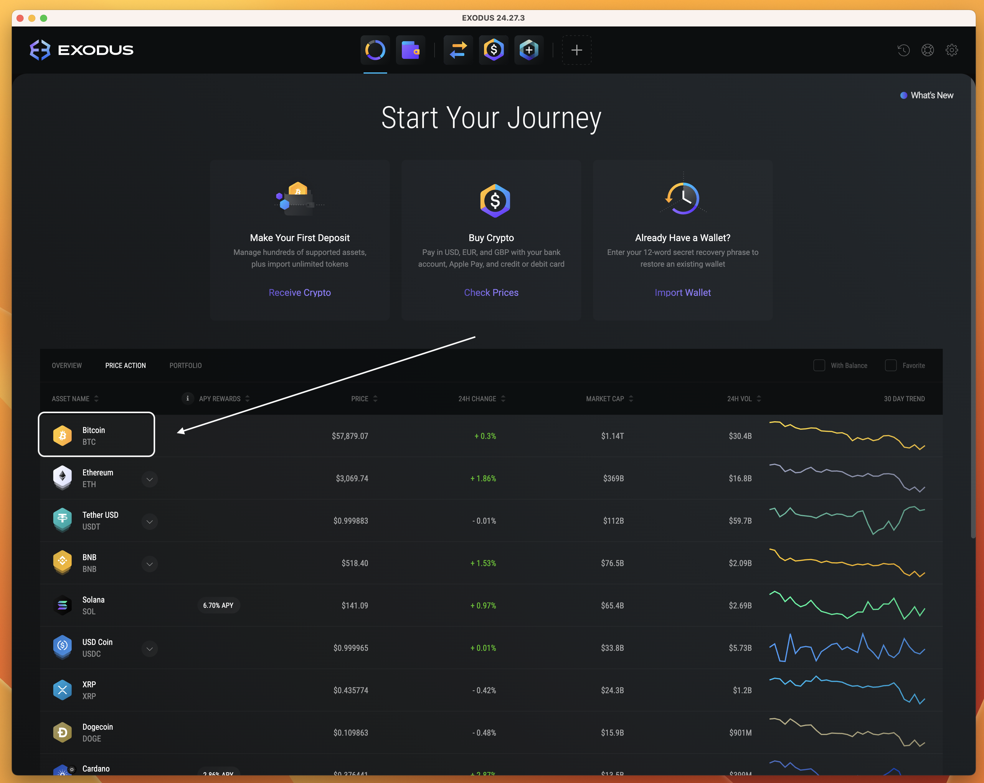 Hoe gebruik ik de Exodus-wallet? (Desktop) – BTC Direct - Nederlands