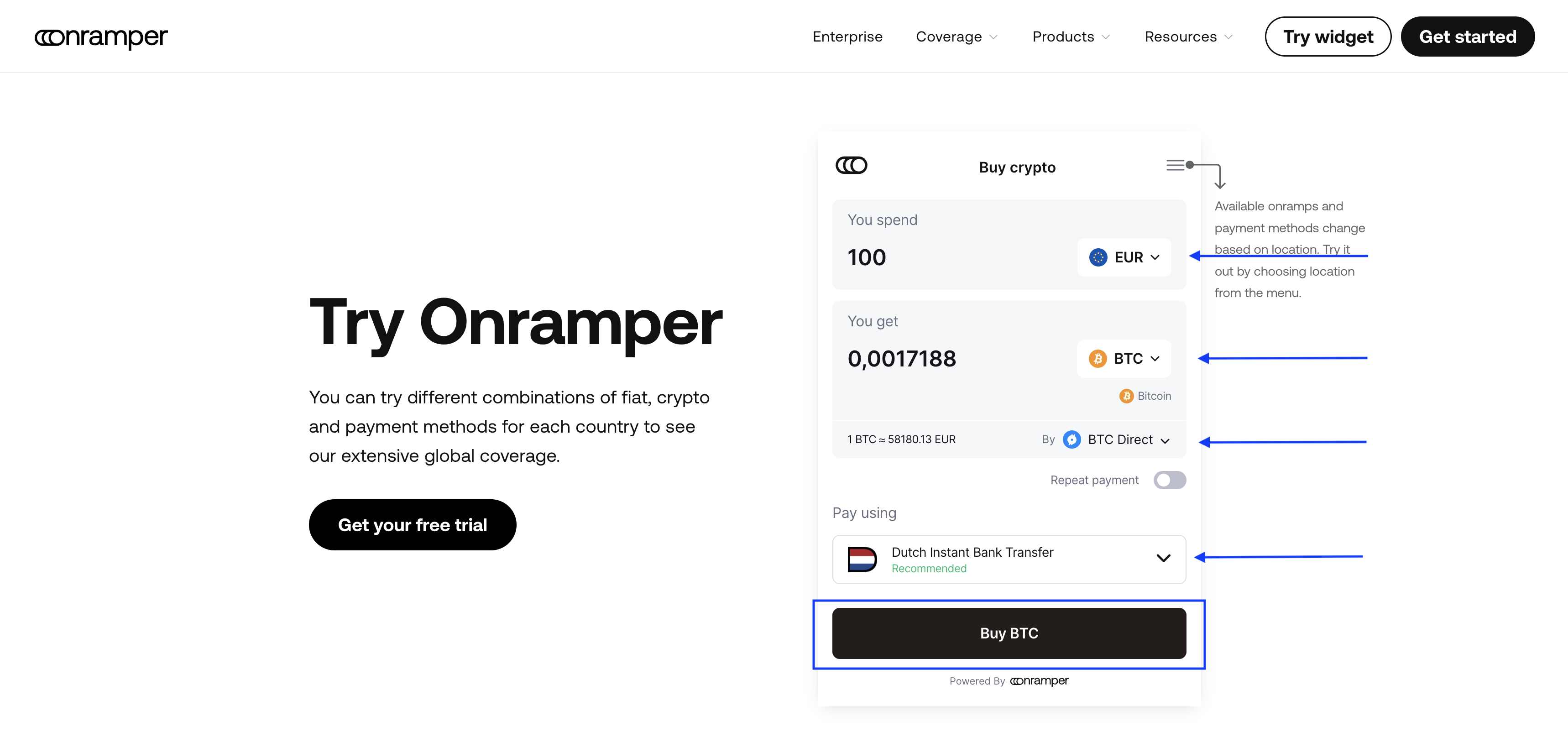 Hoe gebruik ik Onramper? – BTC Direct - Nederlands