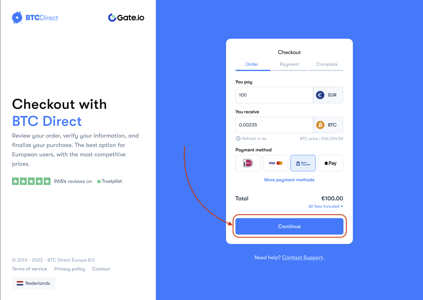 Hoe koop ik cryptocurrency op Gate.io via BTC Direct - iDeal – BTC Direct -  Nederlands